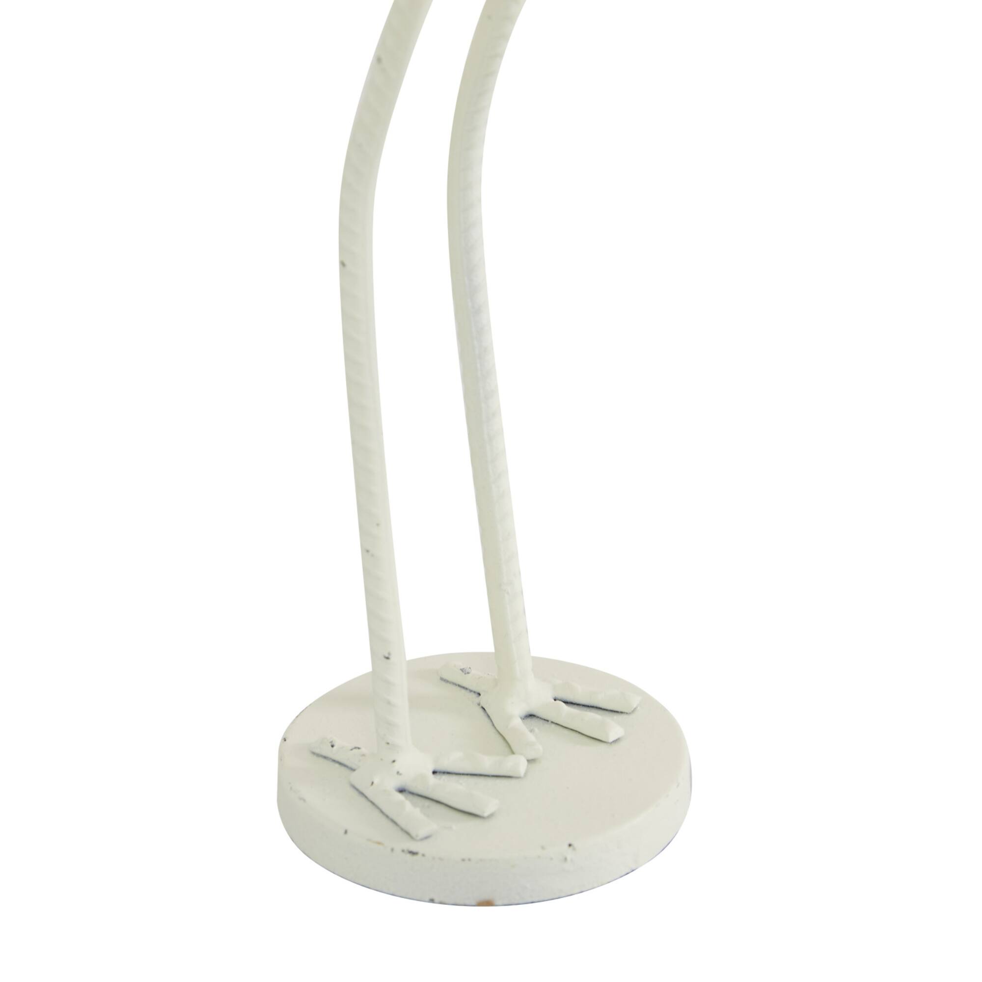 Set of 2 White Metal Coastal Bird Sculpture, 10", 12"